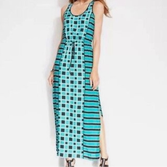 Michael Kors Dark Black & Green Checkered & Striped dress Size PL NWOT - Picture 8 of 10